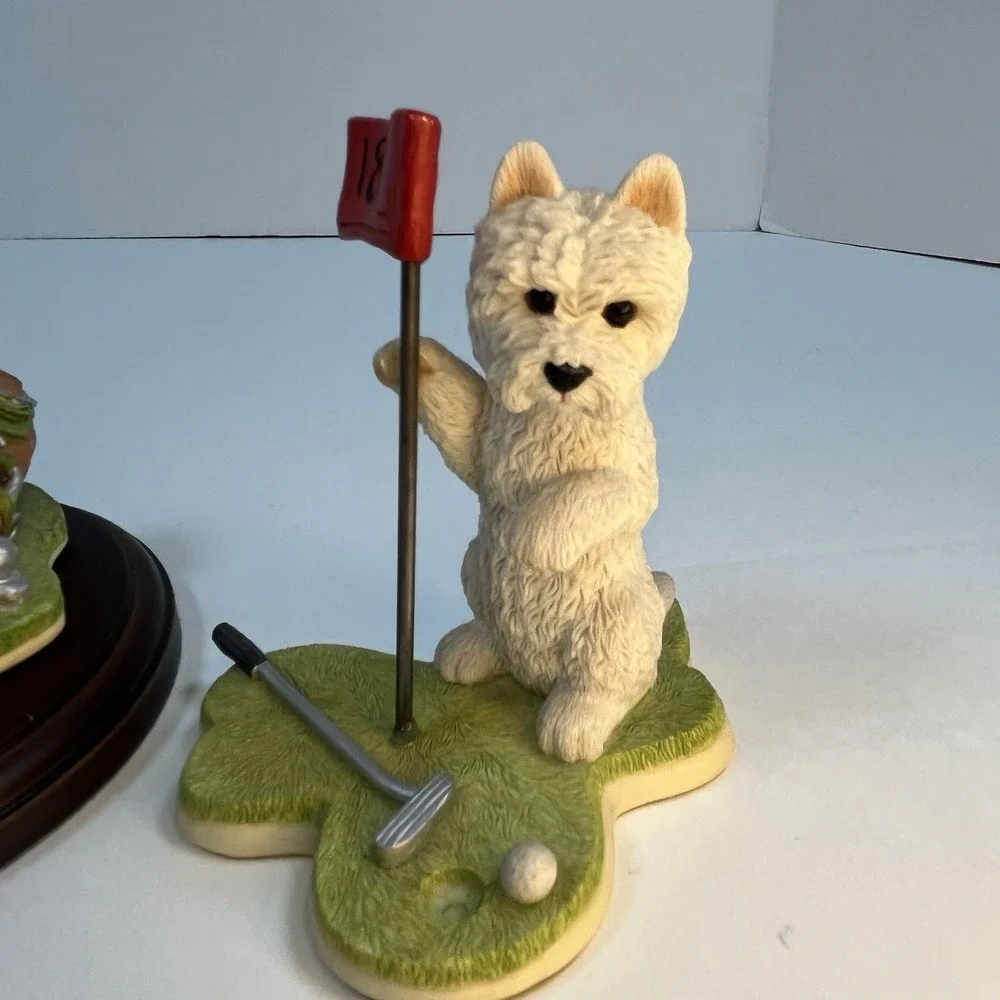 Westie 18th Hole Golfing Figurine Golfer Westie By Peakdale‎ Sculptures England
